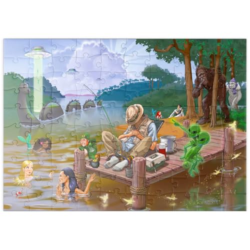 MyPuzzle Fantastische Kreaturen am mystischen See – Humorvolle Illustration - Premium 100 Teile Puzzle - MyPuzzle Sonderkollektion von Puzzle Galaxy von MyPuzzle.com