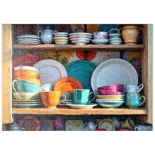 MyPuzzle Farbenfrohes Keramikgeschirr-Set in rustikalem Küchenschrank - Premium 200 Teile Puzzle - MyPuzzle Sonderkollektion von Puzzle Galaxy MyPuzzle Farbenfrohes Keramikgeschirr-Set in rustikalem Küchenschrank - Premium 200 Teile Puzzle - MyPuzzle Sonderkollektion von Puzzle Galaxy von MyPuzzle.com