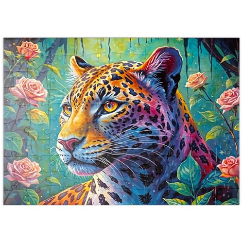 MyPuzzle Farbenprächtiger Leopard im fantasievollen Dschungel - Premium 100 Teile Puzzle - MyPuzzle Sonderkollektion von Puzzle Galaxy von MyPuzzle.com