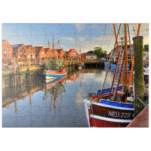 MyPuzzle Fischerhafen mit Krabbenkuttern im Abendlicht, Neuharlingersiel, Ostfriesland - Premium 100 Teile Puzzle - MyPuzzle Sonderkollektion von Puzzle Galaxy von MyPuzzle.com