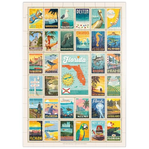 MyPuzzle Florida: Multi-Image Print, Vintage Poster - Premium 100 Teile Puzzle - MyPuzzle Sonderkollektion von Anderson Design Group von MyPuzzle.com