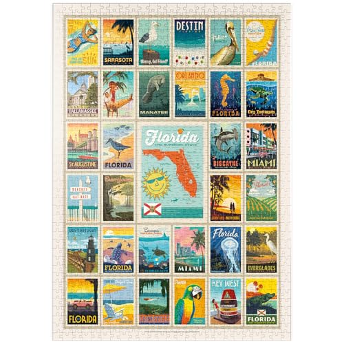 MyPuzzle Florida: Multi-Image Print, Vintage Poster - Premium 1000 Teile Puzzle - MyPuzzle Sonderkollektion von Anderson Design Group von MyPuzzle.com