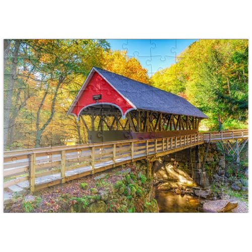 MyPuzzle Flume Covered Bridge – Herbstidylle in New Hampshire - Premium 100 Teile Puzzle - MyPuzzle Sonderkollektion von Puzzle Galaxy von MyPuzzle.com