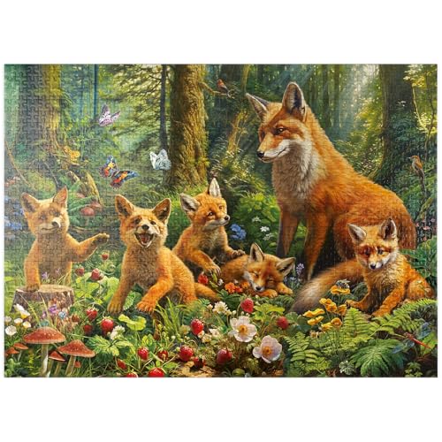 MyPuzzle Fox Family - Premium 1000 Teile Puzzle für Erwachsene von MyPuzzle.com