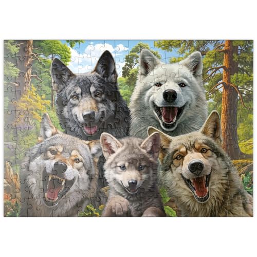 MyPuzzle Fröhliches Wolfsrudel - Premium 200 Teile Puzzle - MyPuzzle Sonderkollektion von Puzzle Galaxy von MyPuzzle.com