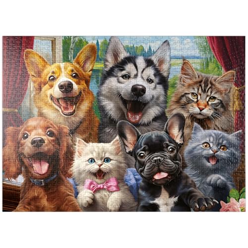 MyPuzzle Furry Friends Selfie - Premium 1000 Teile Puzzle für Erwachsene von MyPuzzle.com