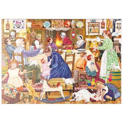 MyPuzzle Gemütliche Familienszene – Traditionelles Fest am Kamin - Premium 200 Teile Puzzle - MyPuzzle Sonderkollektion von Puzzle Galaxy von MyPuzzle.com