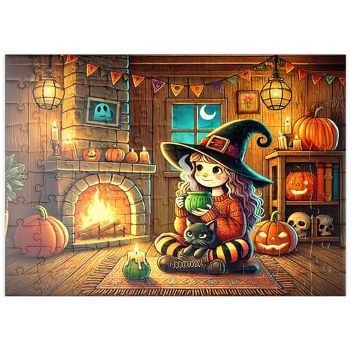 MyPuzzle Gemütliche Halloween-Hexe mit schwarzer Katze am Kamin - Premium 100 Teile Puzzle - MyPuzzle Sonderkollektion von Puzzle Galaxy MyPuzzle Gemütliche Halloween-Hexe mit schwarzer Katze am Kamin - Premium 100 Teile Puzzle - MyPuzzle Sonderkollektion von Puzzle Galaxy von MyPuzzle.com