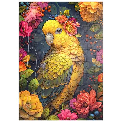 MyPuzzle Goldener Papagei mit tropischen Blüten - Premium 100 Teile Puzzle - MyPuzzle Sonderkollektion von Puzzle Galaxy MyPuzzle Goldener Papagei mit tropischen Blüten - Premium 100 Teile Puzzle - MyPuzzle Sonderkollektion von Puzzle Galaxy von MyPuzzle.com