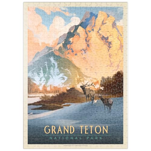 MyPuzzle Grand Teton National Park: Winter Hush, Vintage Poster - Premium 500 Teile Puzzle - MyPuzzle Sonderkollektion von Anderson Design Group von MyPuzzle.com