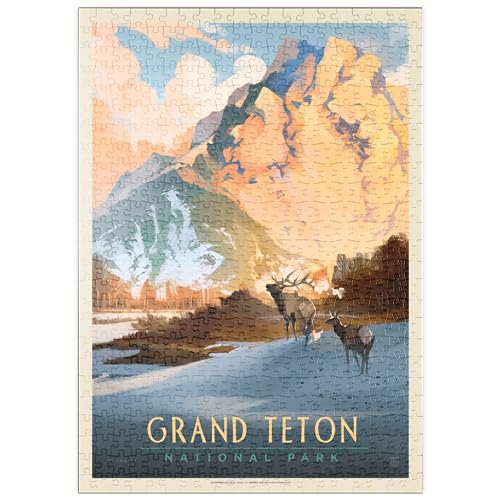 MyPuzzle Grand Teton National Park: Winter Hush, Vintage Poster - Premium 500 Teile Puzzle - MyPuzzle Sonderkollektion von Anderson Design Group von MyPuzzle.com