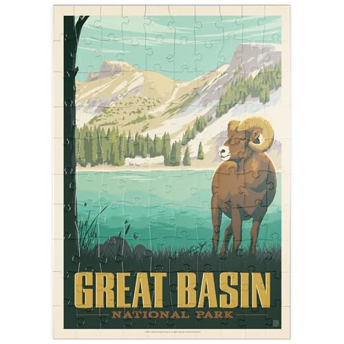 MyPuzzle Great Basin National Park: Bighorn Sheep, Vintage Poster - Premium 100 Teile Puzzle - MyPuzzle Sonderkollektion von Anderson Design Group von MyPuzzle.com