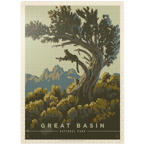 MyPuzzle Great Basin National Park: Cat Nap, Vintage Poster - Premium 1000 Teile Puzzle für Erwachsene von MyPuzzle.com