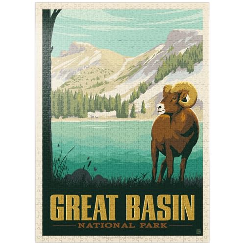 MyPuzzle Great Basin National Park: Dickhornschaf Vintage Poster - Premium 1000 Teile Puzzle für Erwachsene von MyPuzzle.com