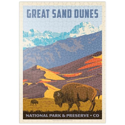 MyPuzzle Great Sand Dunes National Park: Bison, Vintage Poster - Premium 500 Teile Puzzle - MyPuzzle Sonderkollektion von Anderson Design Group MyPuzzle Great Sand Dunes National Park: Bison, Vintage Poster - Premium 500 Teile Puzzle - MyPuzzle Sonderkollektion von Anderson Design Group von MyPuzzle.com