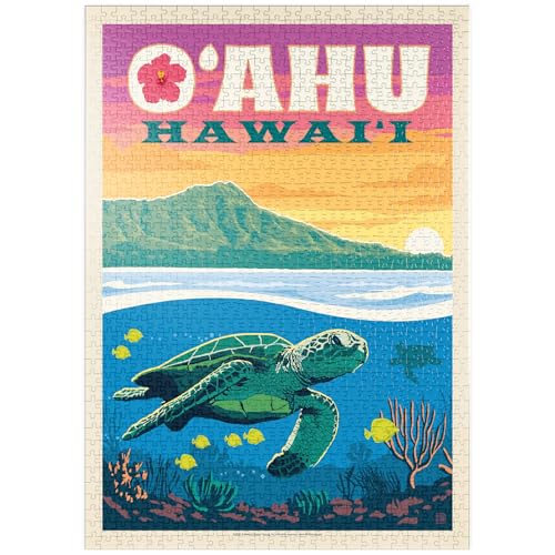 MyPuzzle Hawaii: O'ahu (Sea Turtle), Vintage Poster - Premium 1000 Teile Puzzle - MyPuzzle Sonderkollektion von Anderson Design Group von MyPuzzle.com