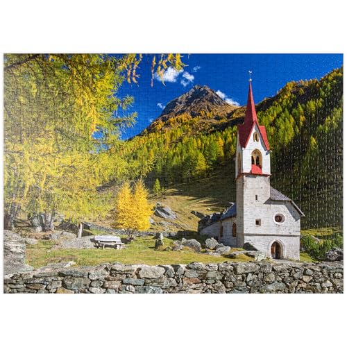 MyPuzzle Heilig-Geist-Kirche, 15. Jahrhundert, Kasern, Ahrntal, Trentino-Südtirol - Premium 1000 Teile Puzzle - MyPuzzle Sonderkollektion von Puzzle Galaxy von MyPuzzle.com