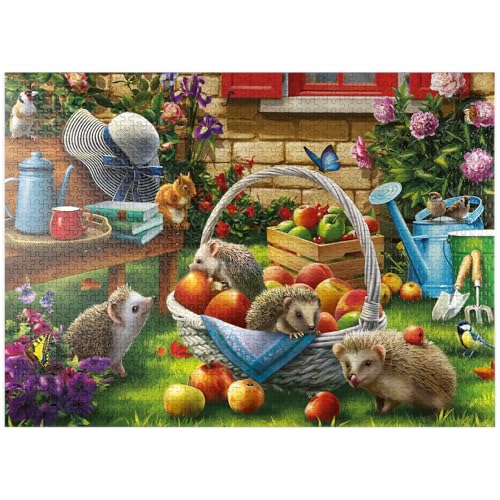 MyPuzzle Igel im Garten - Premium 1000 Teile Puzzle für Erwachsene von MyPuzzle.com