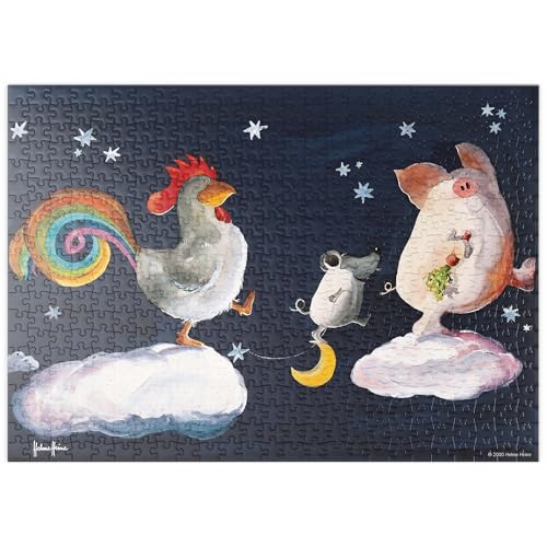 MyPuzzle In Heven - Heine DREI Freunde im Himmel - Helme Heine - Premium 500 Teile Puzzle - MyPuzzle Sonderkollektion von Heye Puzzle von MyPuzzle.com