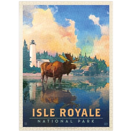 MyPuzzle Isle Royale National Park Sonnenaufgang Vintage Poster - Premium 1000 Teile Puzzle für Erwachsene von MyPuzzle.com