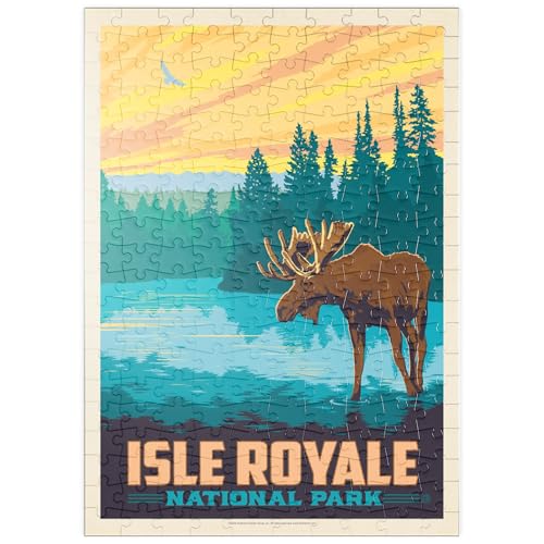 MyPuzzle Isle Royale National Park: Morning Moose, Vintage Poster - Premium 200 Teile Puzzle - MyPuzzle Sonderkollektion von Anderson Design Group von MyPuzzle.com