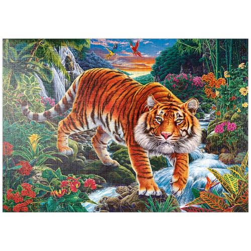 MyPuzzle Kraft und Anmut: Der Tiger im tropischen Paradies - Premium 1000 Teile Puzzle - MyPuzzle Sonderkollektion von Puzzle Galaxy von MyPuzzle.com