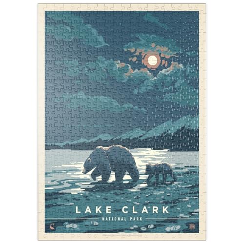 MyPuzzle Lake Clark National Park: Moonlighting, Vintage Poster - Premium 500 Teile Puzzle - MyPuzzle Sonderkollektion von Anderson Design Group von MyPuzzle.com