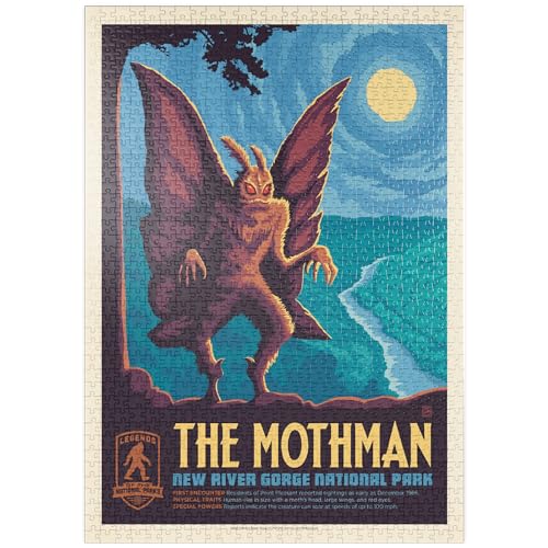 MyPuzzle Legends of The National Parks: New River Gorge's Mothman, Vintage Poster - Premium 1000 Teile Puzzle - MyPuzzle Sonderkollektion von Anderson Design Group von MyPuzzle.com