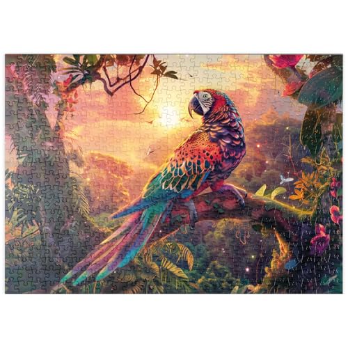 MyPuzzle Leoparden-Papagei - Fantasie-Tier im farbenprächtigen Dschungel - Premium 500 Teile Puzzle - MyPuzzle Sonderkollektion von Starnberger Spiele von MyPuzzle.com