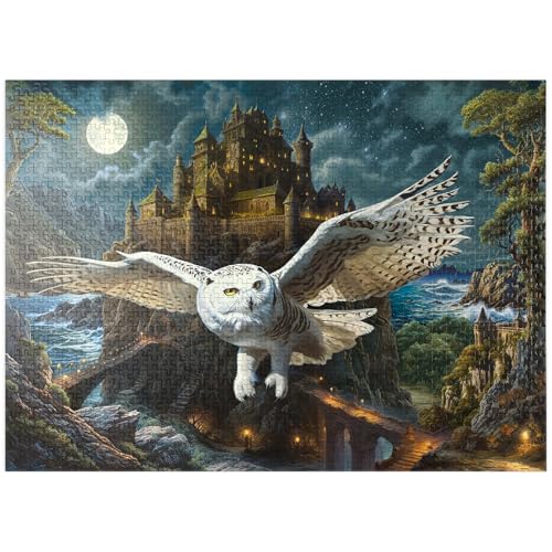 MyPuzzle Magische Eule und Schloss - Premium 1000 Teile Puzzle für Erwachsene von MyPuzzle.com