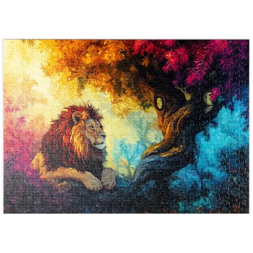 MyPuzzle Majestätischer Löwe vor magischem Baum – Farbintensive Kunst - Premium 500 Teile Puzzle - MyPuzzle Sonderkollektion von Puzzle Galaxy von MyPuzzle.com