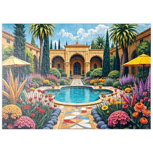 MyPuzzle Mediterraner Innenhofgarten mit Pool und bunten Blumen - Premium 200 Teile Puzzle - MyPuzzle Sonderkollektion von Puzzle Galaxy MyPuzzle Mediterraner Innenhofgarten mit Pool und bunten Blumen - Premium 200 Teile Puzzle - MyPuzzle Sonderkollektion von Puzzle Galaxy von MyPuzzle.com