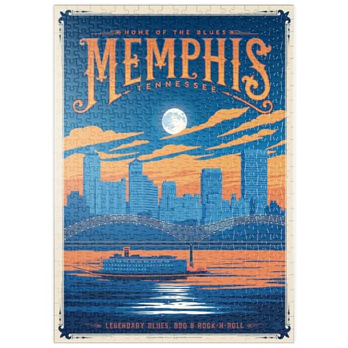 MyPuzzle Memphis, TN: Home of Blues, Rock n’ Roll, and Soul, Vintage Poster - Premium 500 Teile Puzzle - MyPuzzle Sonderkollektion von Anderson Design Group von MyPuzzle.com