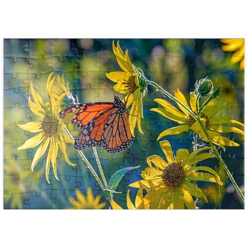 MyPuzzle Monarchfalter auf Sonnenblume – Natürliche Schönheit - Premium 100 Teile Puzzle - MyPuzzle Sonderkollektion von Puzzle Galaxy von MyPuzzle.com