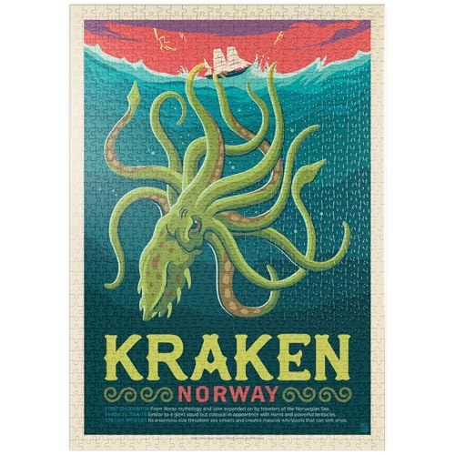 MyPuzzle Mythical Creatures: Kraken (Norway), Vintage Poster - Premium 1000 Teile Puzzle - MyPuzzle Sonderkollektion von Anderson Design Group von MyPuzzle.com