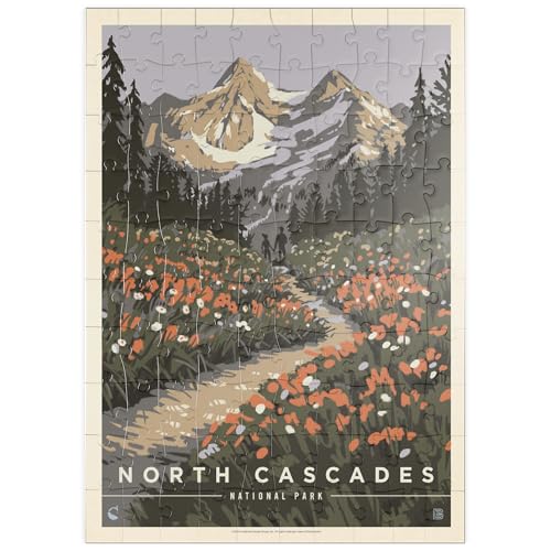 MyPuzzle North Cascades National Park: Summer Hike, Vintage Poster - Premium 100 Teile Puzzle - MyPuzzle Sonderkollektion von Anderson Design Group von MyPuzzle.com