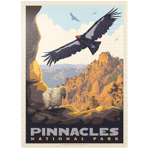 MyPuzzle Pinnacles National Park California Condors Vintage Poster - Premium 1000 Teile Puzzle für Erwachsene von MyPuzzle.com