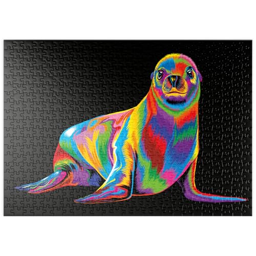 MyPuzzle Pop Colors Sea Lion - Premium 500 Teile Puzzle - MyPuzzle Sonderkollektion von Puzzle Galaxy von MyPuzzle.com