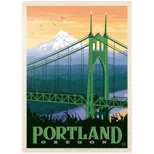 MyPuzzle Portland, Oregon St. Johns Bridge, Vintage Poster - Premium 1000 Teile Puzzle für Erwachsene von MyPuzzle.com