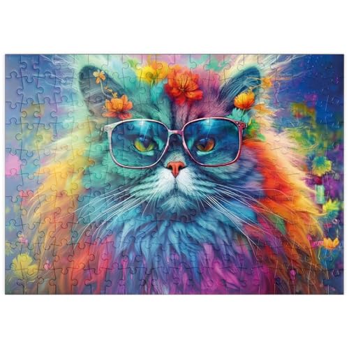 MyPuzzle Regenbogenkatze mit stylischer Brille - Premium 200 Teile Puzzle - MyPuzzle Sonderkollektion von Starnberger Spiele von MyPuzzle.com