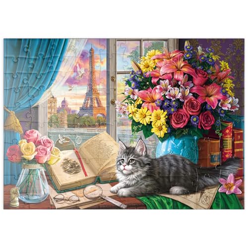 MyPuzzle Romantischer Blick auf den Eiffelturm und Paris - Premium 100 Teile Puzzle - MyPuzzle Sonderkollektion von Puzzle Galaxy von MyPuzzle.com