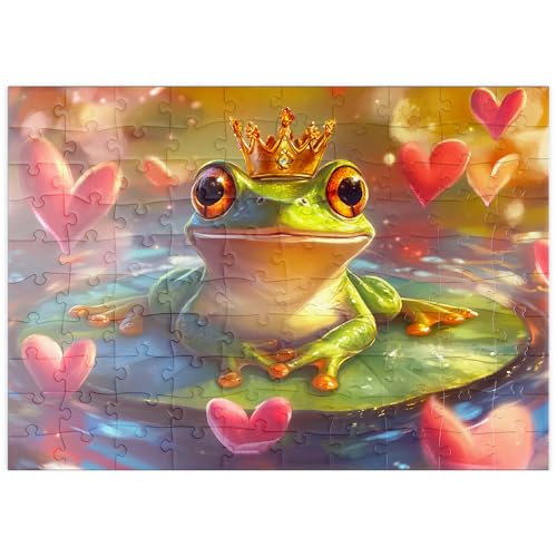 MyPuzzle Romantischer Froschkönig auf Seerose in fantasievollem Stil - Premium 100 Teile Puzzle - MyPuzzle Sonderkollektion von Puzzle Galaxy von MyPuzzle.com