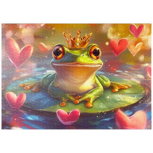 MyPuzzle Romantischer Froschkönig auf Seerose in fantasievollem Stil - Premium 1000 Teile Puzzle - MyPuzzle Sonderkollektion von Puzzle Galaxy von MyPuzzle.com