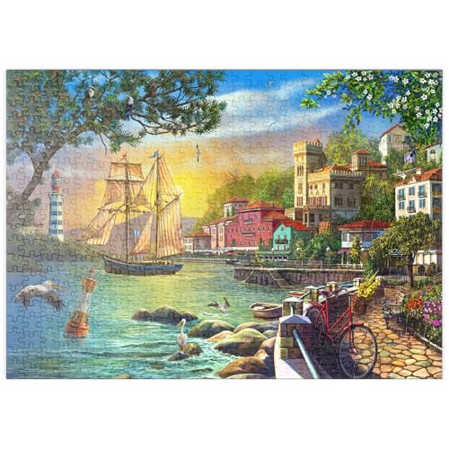 MyPuzzle Romantischer Hafen bei Sonnenuntergang - Premium 500 Teile Puzzle - MyPuzzle Sonderkollektion von Puzzle Galaxy von MyPuzzle.com