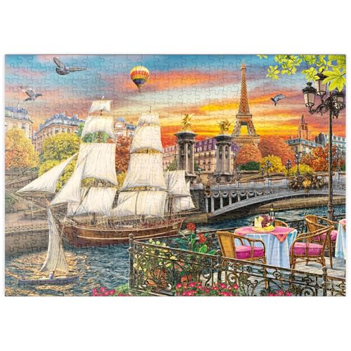 MyPuzzle Segelschiff und Heißluftballons: Pariser Brücke und Eiffelturm im Abendglanz - Premium 500 Teile Puzzle - MyPuzzle Sonderkollektion von Puzzle Galaxy von MyPuzzle.com