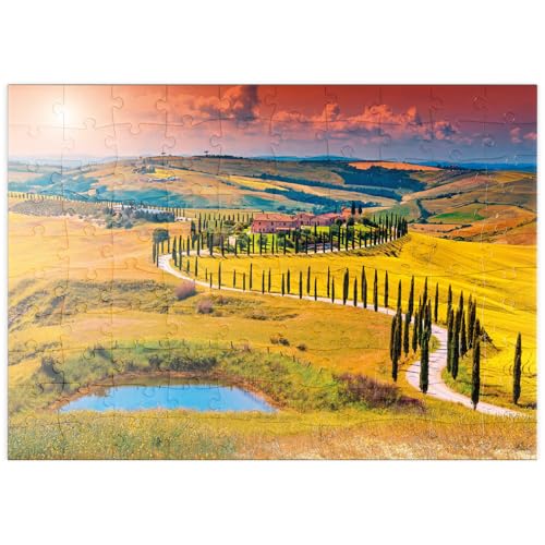 MyPuzzle Sonnenuntergang in malerischer Toskana-Landschaft - Crete Senesi, Italien - Premium 100 Teile Puzzle - MyPuzzle Sonderkollektion von Starnberger Spiele von MyPuzzle.com