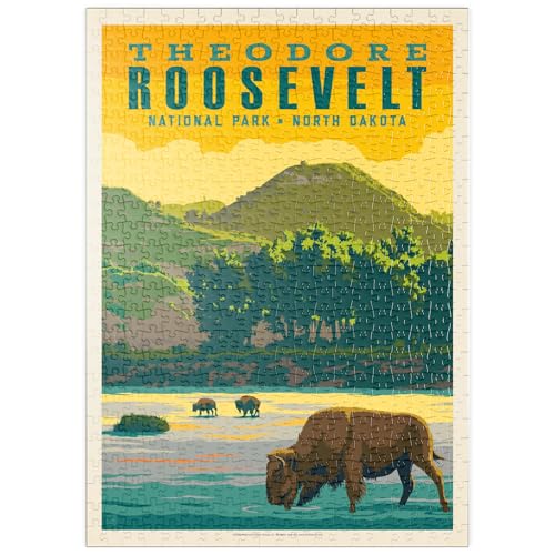 MyPuzzle Theodore Roosevelt National Park: Bison, Vintage Poster - Premium 500 Teile Puzzle - MyPuzzle Sonderkollektion von Anderson Design Group von MyPuzzle.com