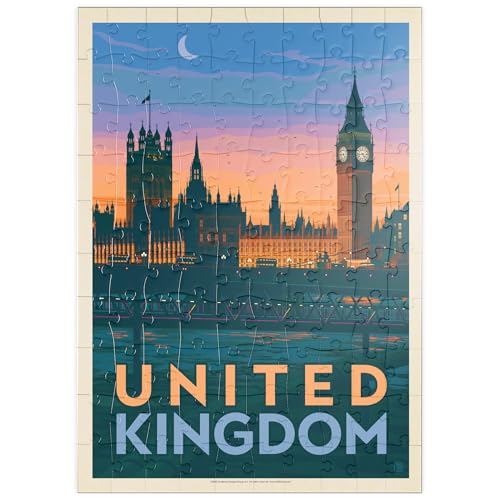 MyPuzzle Vereinigtes Königreich: Westminster-Palast, Vintage Poster - Premium 100 Teile Puzzle - MyPuzzle Sonderkollektion von Anderson Design Group von MyPuzzle.com