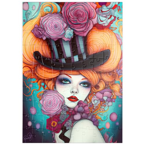 MyPuzzle Verspielte Frau mit gestreiftem Zylinderhut und floralen Akzenten - Premium 100 Teile Puzzle - MyPuzzle Sonderkollektion von Puzzle Galaxy MyPuzzle Verspielte Frau mit gestreiftem Zylinderhut und floralen Akzenten - Premium 100 Teile Puzzle - MyPuzzle Sonderkollektion von Puzzle Galaxy von MyPuzzle.com