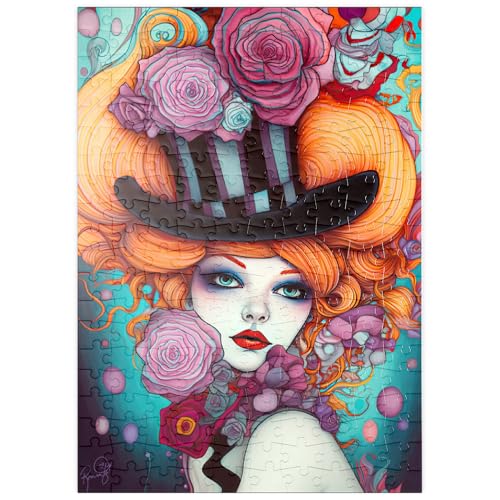 MyPuzzle Verspielte Frau mit gestreiftem Zylinderhut und floralen Akzenten - Premium 200 Teile Puzzle - MyPuzzle Sonderkollektion von Puzzle Galaxy MyPuzzle Verspielte Frau mit gestreiftem Zylinderhut und floralen Akzenten - Premium 200 Teile Puzzle - MyPuzzle Sonderkollektion von Puzzle Galaxy von MyPuzzle.com